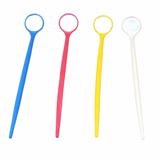 White Yellow Pink Blue 6.5inch Plastic Disposable Dental Mirrors